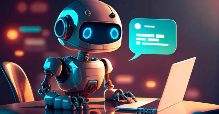 AI robot assisting with online customer communication